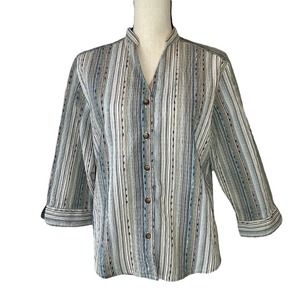 Alfred Dunner Multicolor Striped Button Front Top Size 12P
